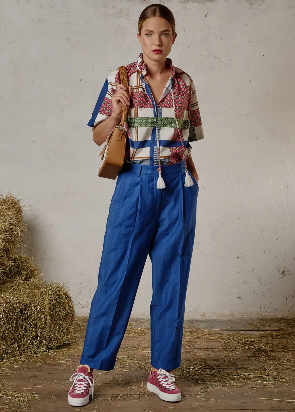 Damen Luis Trenker Baumwoll-Leinen-Hose Im Carrot Fit Luloretta