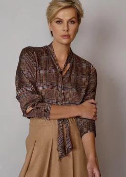 Damen Luis Trenker Bluse Mit Prince Of Wales Print Lubrida