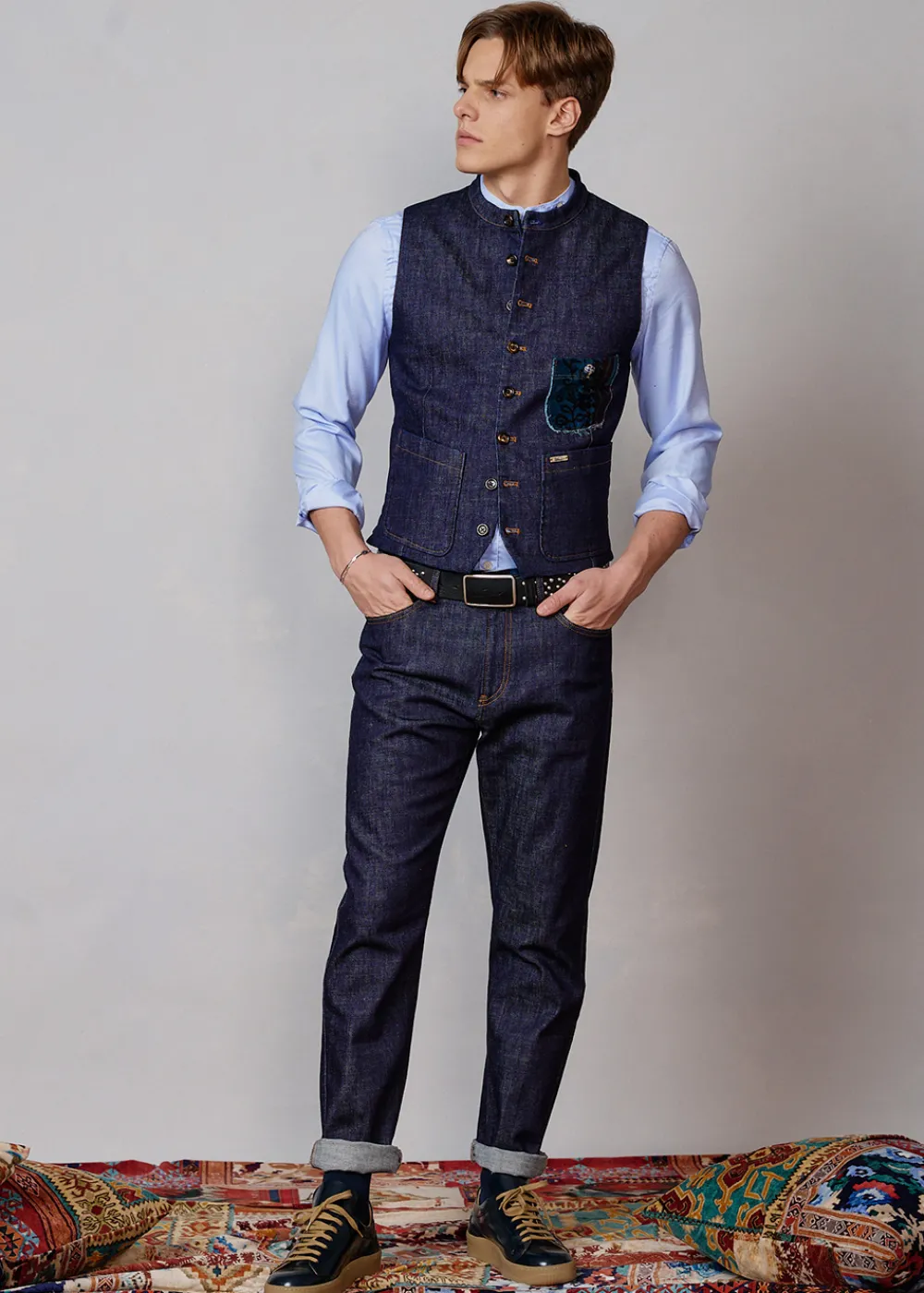 Herren Luis Trenker Denim-Weste Lusavio