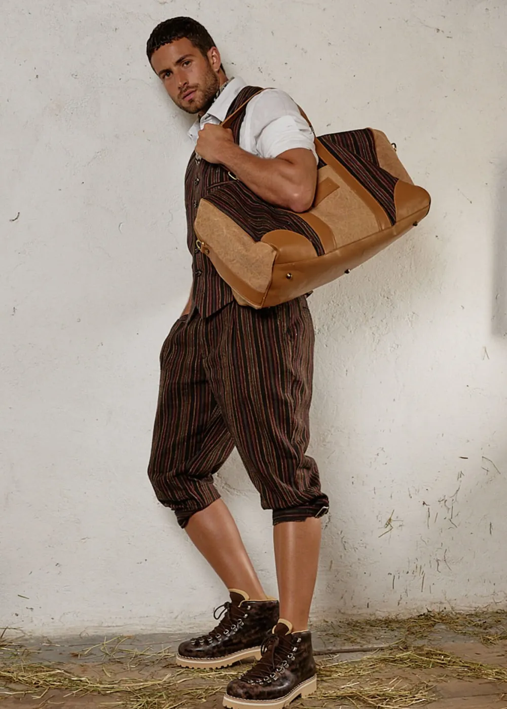 Herren Luis Trenker Reisetasche Im Materialmix Lutravel