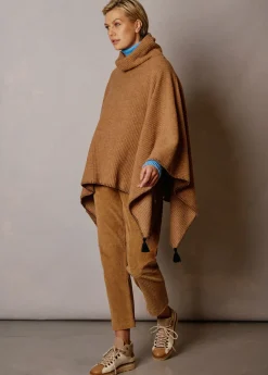Damen Luis Trenker Schurwoll-Poncho Mit Rollkragen Lupiera
