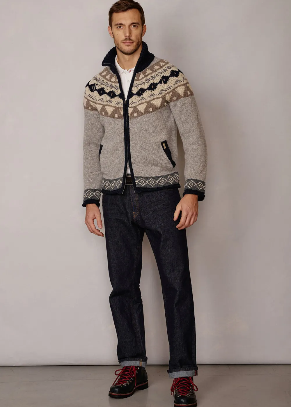 Herren Luis Trenker Strickjacke Mit Norwegermuster Luwall